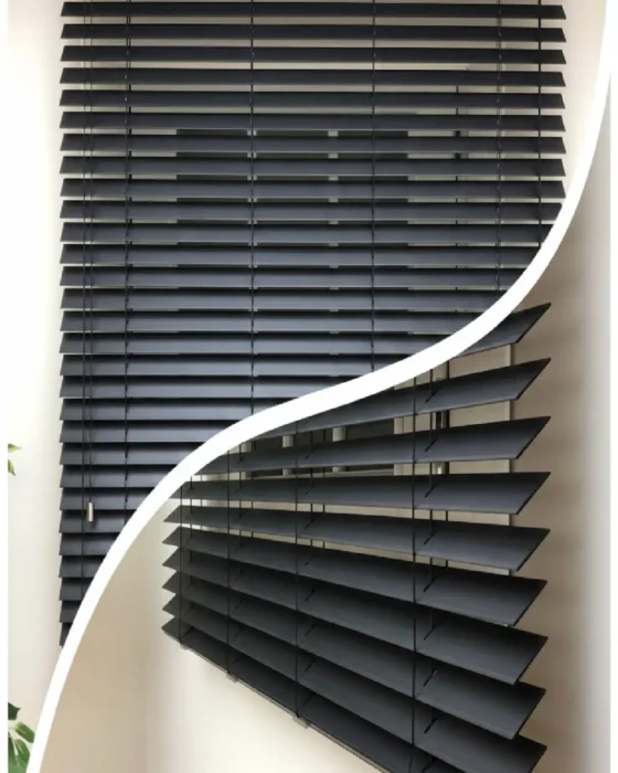 Perdeshop | Online Tül Perde, Fon Perde ve Aksesuarları antrasit 50mm gerçek ahşap jaluzi perde – İpli mekanizmalı modern tasarım