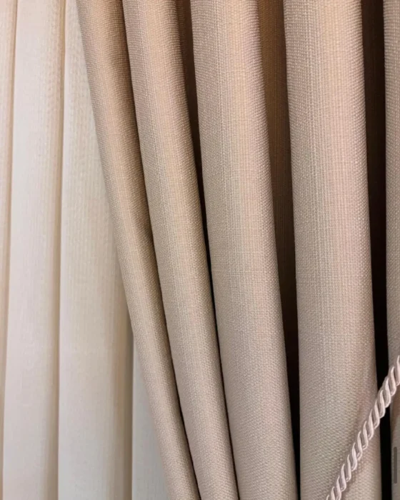 bej düz keten fon perde – Ütü gerektirmez & Özel Ölçü