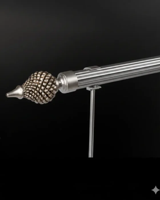 Perdeshop | Online Tül Perde, Fon Perde ve Aksesuarları gümüş antik eskitme rustik perde askısı kozalak başlıklı fon perde borusu