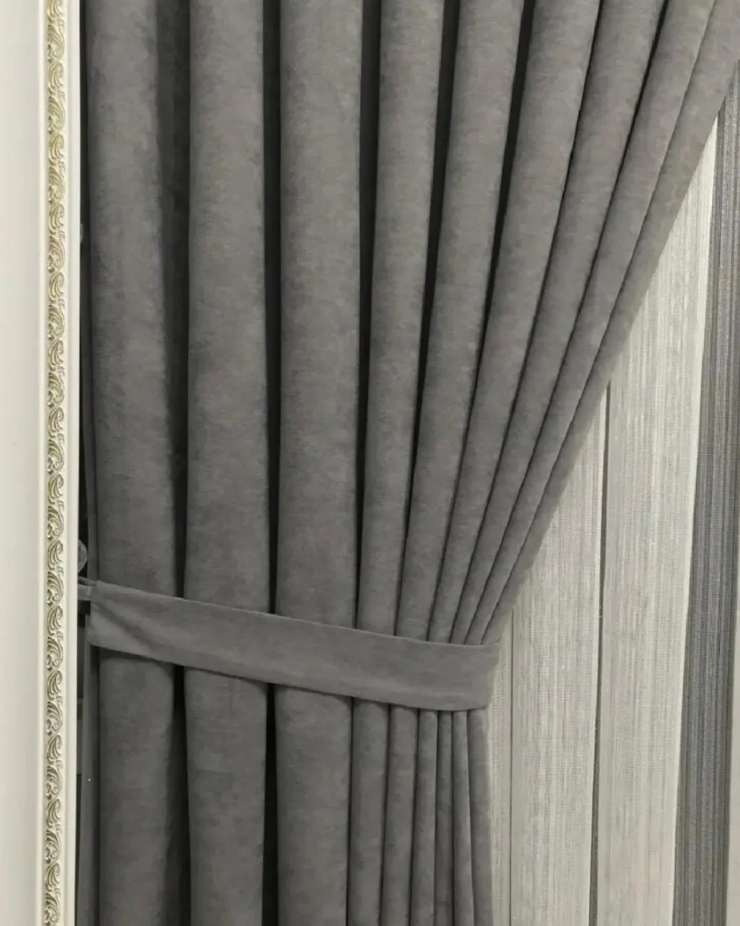 Perdeshop | Online Tül Perde, Fon Perde ve Aksesuarları gri renk lüks panama fon perde dökümlü ve Ütü gerektirmez