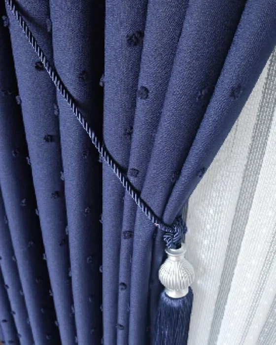 ponponlu bej pileli fon perde – dekoratif modern Şıklık