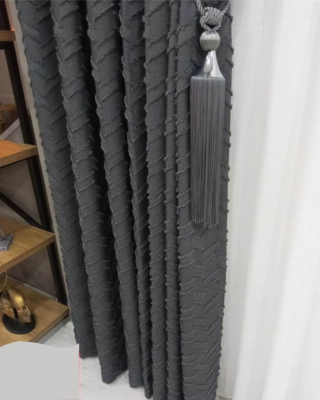 antrasit bohem zikzak desenli fon perde – Ütü gerektirmez pileli perde antrasit bohem zikzak desenli fon perde – Ütü gerektirmez pileli perde