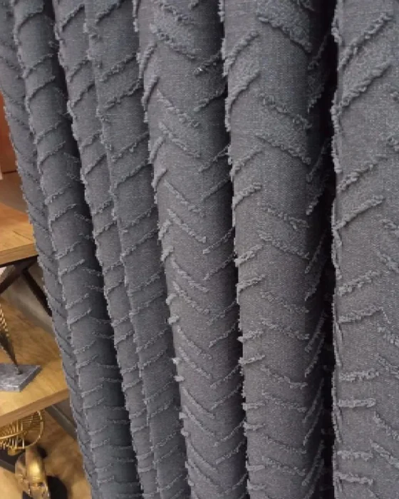 antrasit bohem zikzak desenli fon perde – Ütü gerektirmez pileli perde