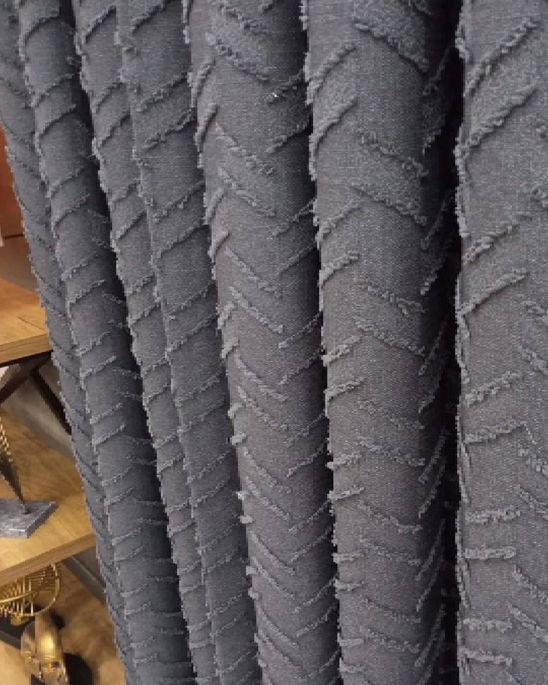 antrasit bohem zikzak desenli fon perde – Ütü gerektirmez pileli perde antrasit bohem zikzak desenli fon perde – Ütü gerektirmez pileli perde