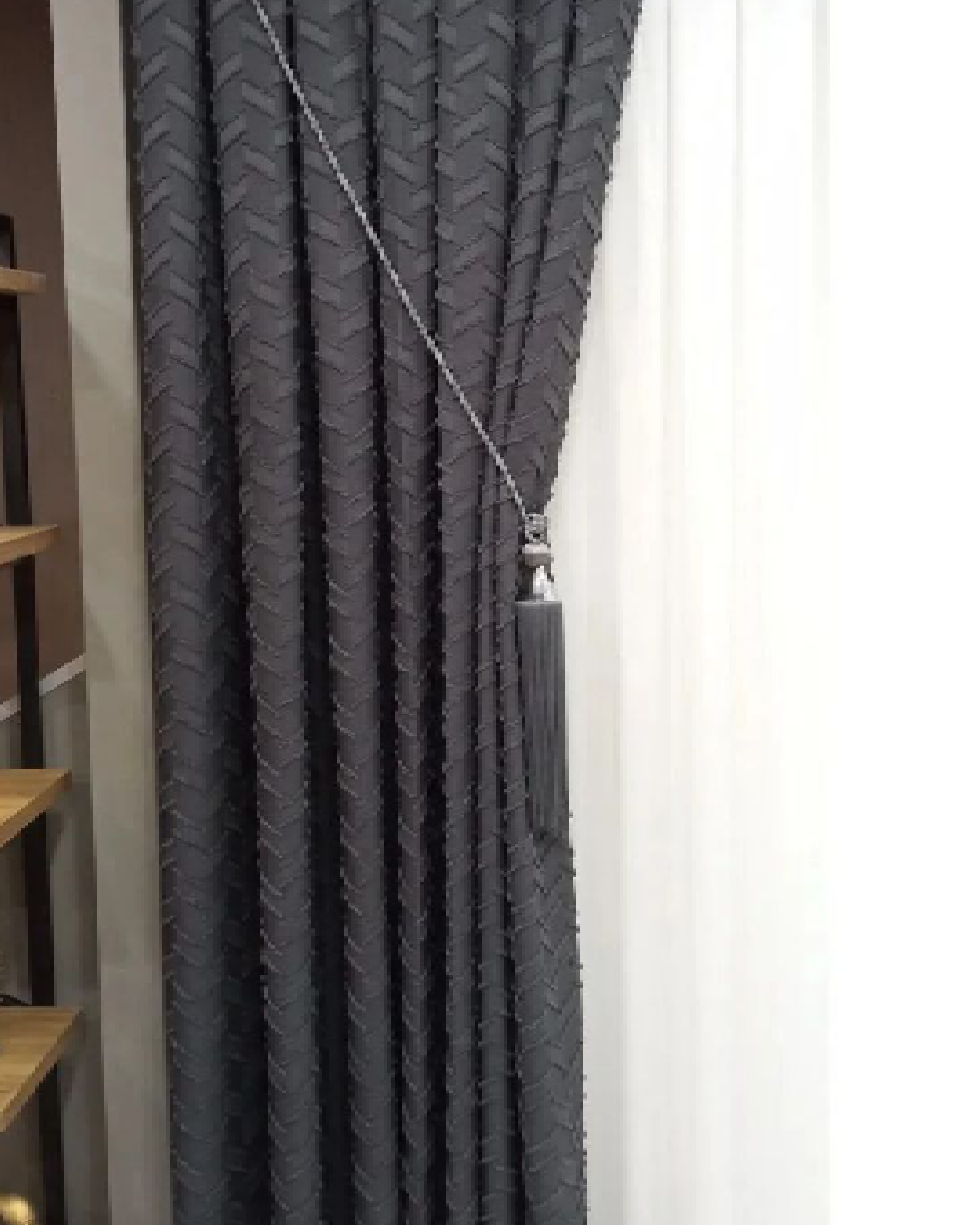 antrasit bohem zikzak desenli fon perde – Ütü gerektirmez pileli perde antrasit bohem zikzak desenli fon perde – Ütü gerektirmez pileli perde