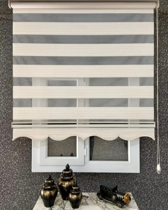 pliseli krem zebra perde (Özel Ölçü seçenekli)