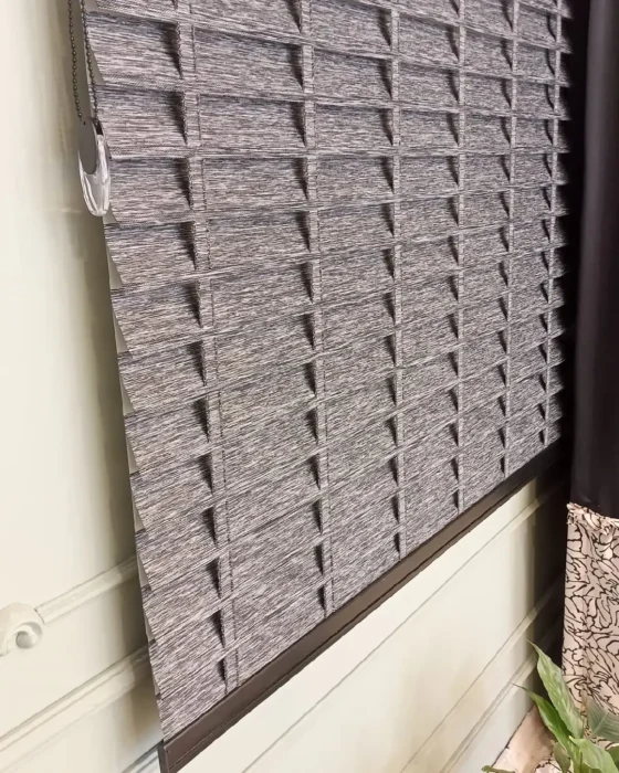 Perdeshop | İndirimli Perde Çeşitleri - Kaçırılmayacak Fırsatlar silüet perde bambu görünümlü siyah kumaş jaluzi (Özel Ölçü)