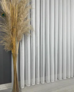 simli bambu düz tül perde ekru Özel Ölçü, kırışmaz ve Ütü İstemez